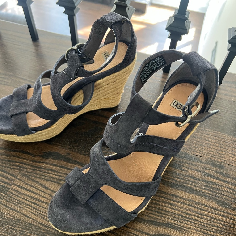 UGG Women's Navy  Wedge Sandals